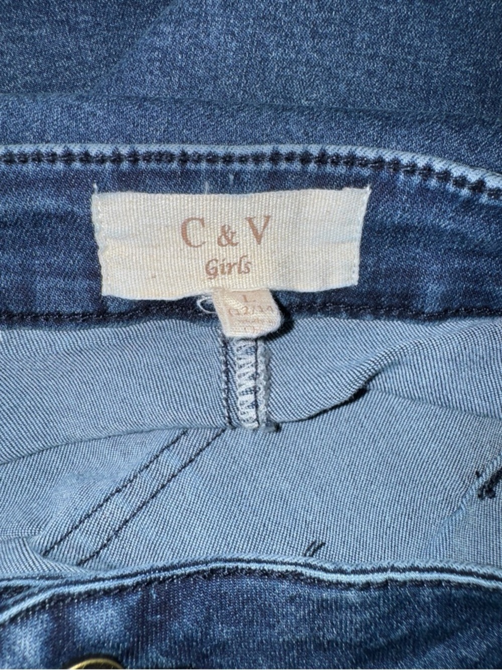 Chelsea & Violet Girls Flare Jeans Raw Hem Denim Size L 12/14 - Picture 9 of 10